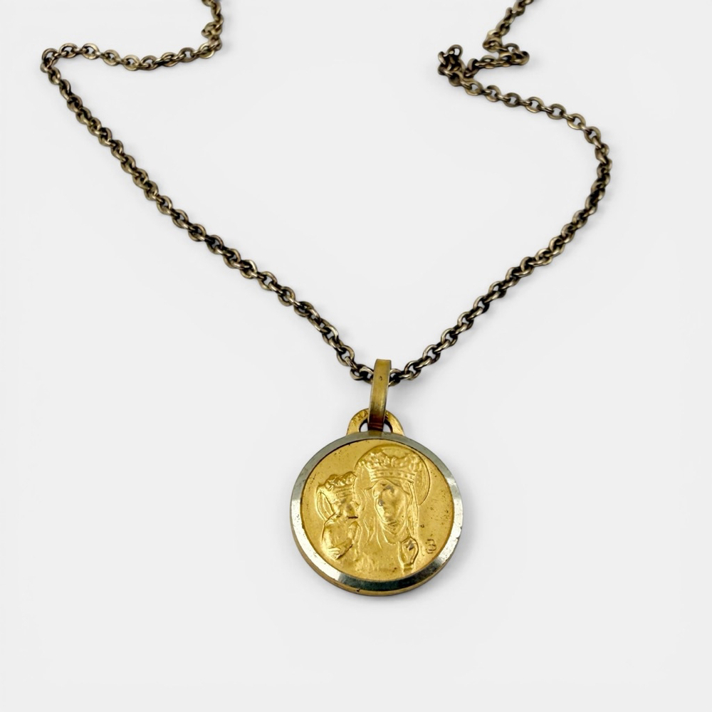 Vintage Gold Filled St Anne Necklace Catholic Medal 18 Inch Chain Religious Pend - Picture 8 of 8